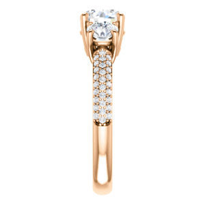 Cubic Zirconia Engagement Ring- The Zuleyma (Customizable Enhanced 3-stone Round Cut Design with Triple Pavé Band)