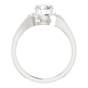 Cubic Zirconia Engagement Ring- The Erma (Customizable Round Cut 3-stone Style with Small Round Cut Accents and Tapered Split Band)