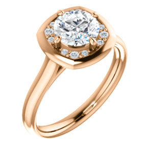 Cubic Zirconia Engagement Ring- The Kajal (Round  Cut Tapered Faux Bezel Halo)