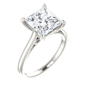 Cubic Zirconia Engagement Ring- The Madelyn (Customizable Princess Cut Solitaire with Infinity Trellis Decoration)