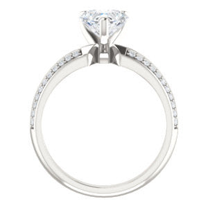 Cubic Zirconia Engagement Ring- The Layla (Customizable Heart Cut Design with Segmented Double-Pavé Band)