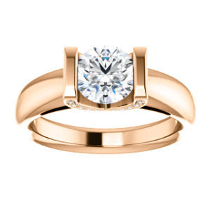 Cubic Zirconia Engagement Ring- The Tory (Customizable Cathedral-style Bar-set Round Cut Ring with Prong Accents)