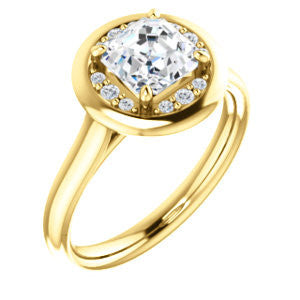 Cubic Zirconia Engagement Ring- The Kajal (Asscher Cut Tapered Faux Bezel Halo)