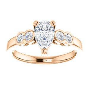 Cubic Zirconia Engagement Ring- The Yucsin (Customizable Pear Cut Five-stone Design with Round Bezel Accents)