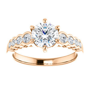 Cubic Zirconia Engagement Ring- The Jhenny (Customizable Round Cut 9-Stone Design with Round Bezel Accents)