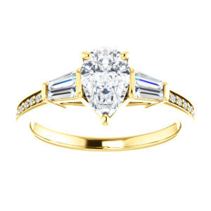 Cubic Zirconia Engagement Ring- The Bhakti (Customizable Enhanced 5-stone Pear Cut Design with Thin Pavé Band)