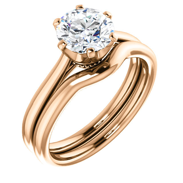 CZ Wedding Set, featuring The Julia engagement ring (Customizable Thin-Band Round Cut Solitaire)