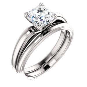 Cubic Zirconia Engagement Ring- The Jodee (Customizable Cathedral-set Asscher Cut Solitaire with Tapered Band)