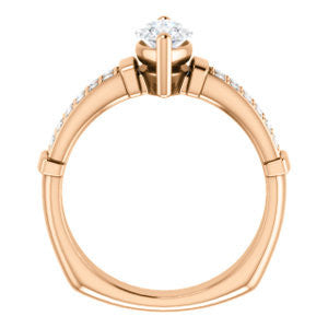 Cubic Zirconia Engagement Ring- The Rachana (Customizable Marquise Cut Design with Wide Split-Pavé Band and Euro Shank)