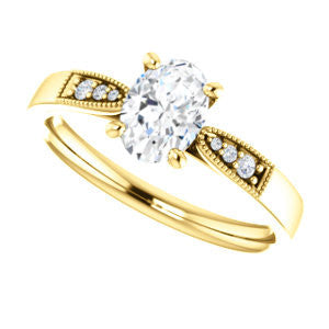 Cubic Zirconia Engagement Ring- The Ruth (Customizable 7-stone Oval Cut Style with Vintage Filigree)