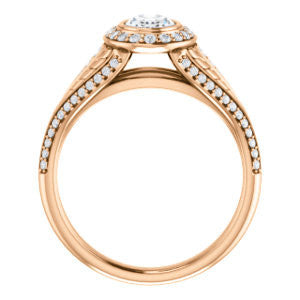 Cubic Zirconia Engagement Ring- The Mary Jane (Customizable Bezel-Halo Oval Cut Design with Wide Filigree & Accent Band)
