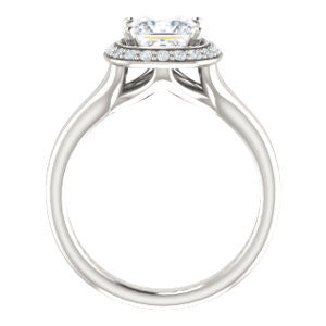 Cubic Zirconia Engagement Ring- The Bebi (Customizable Cathedral-Halo Princess Cut Design with Wide Split Band)