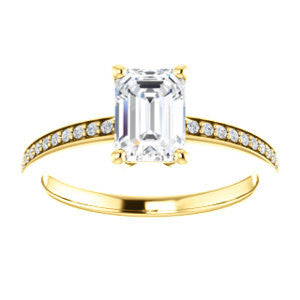 Cubic Zirconia Engagement Ring- The Majo Jimena (Customizable Emerald Cut Design with Thin Pavé Band)