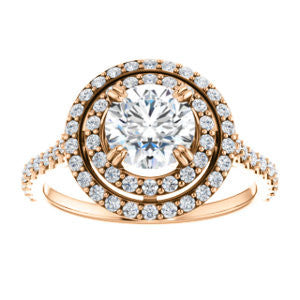 CZ Wedding Set, featuring The Alexandra engagement ring (Customizable Round Cut Double Halo Center with U-Pave and Pavé  Band)