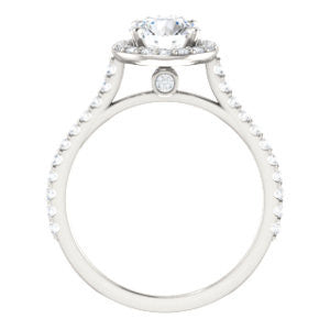 Cubic Zirconia Engagement Ring- The Bailey (Customizable Cathedral-set Round Cut Design with Halo, Thin Pavé Band and Floating Peekaboo)