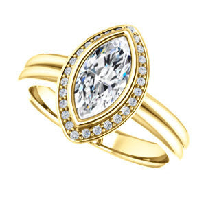 Cubic Zirconia Engagement Ring- The Sloan (Bezel Style Halo and Customizable Marquise Cut Center Stone)