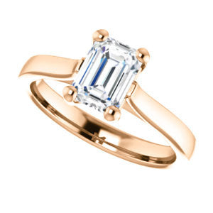 CZ Wedding Set, featuring The Noemie Jade engagement ring (Customizable Cathedral-set Emerald Cut Solitaire)