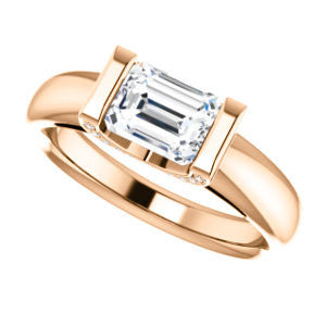 Cubic Zirconia Engagement Ring- The Tory (Customizable Cathedral-style Bar-set Emerald Cut Ring with Prong Accents)