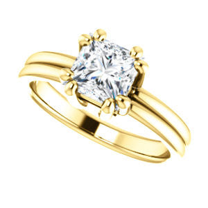 Cubic Zirconia Engagement Ring- The Marnie (Customizable Princess Cut Solitaire with Grooved Band)