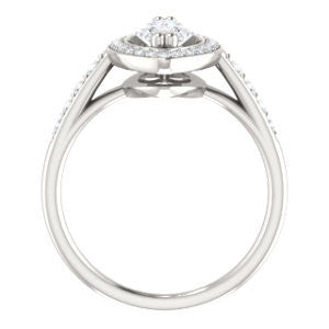 Cubic Zirconia Engagement Ring- The Julie Madison (Customizable Marquise Cut Style with Halo and Round Cut Journey-Style Band Accents)