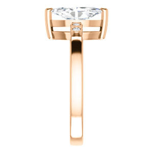 Cubic Zirconia Engagement Ring- The Luzella (Customizable 5-stone Design with Marquise Cut Center and Round Bezel Accents)