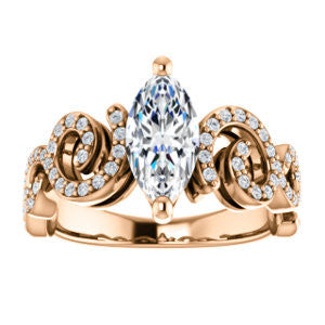 CZ Wedding Set, featuring The Carla engagement ring (Customizable Marquise Cut Split-Band Curves)