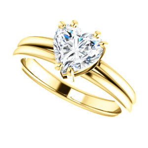 CZ Wedding Set, featuring The Marnie engagement ring (Customizable Heart Cut Solitaire with Grooved Band)