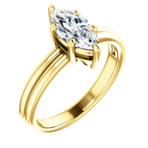 Cubic Zirconia Engagement Ring- The Marnie (Customizable Marquise Cut Solitaire with Grooved Band)