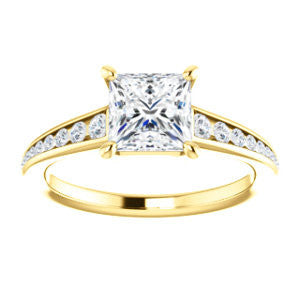 Cubic Zirconia Engagement Ring- The Noa (Customizable Princess Cut Center featuring Tapered Band with Round Channel Accents)