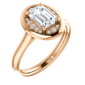 Cubic Zirconia Engagement Ring- The Kajal (Radiant Cut Tapered Faux Bezel Halo)