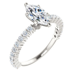 CZ Wedding Set, featuring The Thea engagement ring (Customizable 8-prong Marquise Cut Design with Thin, Stackable Pavé Band)
