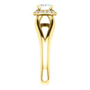 Cubic Zirconia Engagement Ring- The Nancy Avila (Customizable Halo-Accented Emerald Cut Design with Wide Split-Band)
