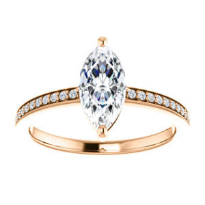 Cubic Zirconia Engagement Ring- The Majo Jimena (Customizable Marquise Cut Design with Thin Pavé Band)