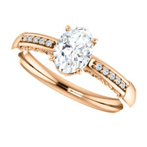 Cubic Zirconia Engagement Ring- The Shantya (Customizable 11-stone Oval Cut Design with Round Accents & Delicate Filigree)