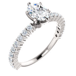 CZ Wedding Set, featuring The Thea engagement ring (Customizable 8-prong Oval Cut Design with Thin, Stackable Pavé Band)