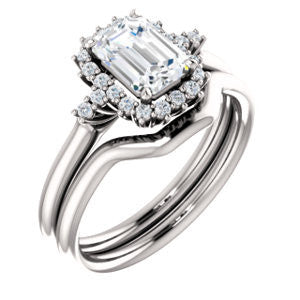 Cubic Zirconia Engagement Ring- The Amy Kiara (Customizable Emerald Cut)