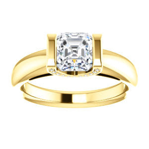 Cubic Zirconia Engagement Ring- The Tory (Customizable Cathedral-style Bar-set Asscher Cut Ring with Prong Accents)