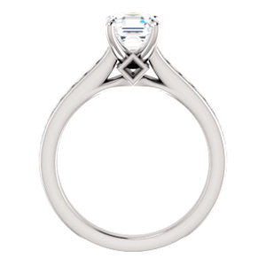 Cubic Zirconia Engagement Ring- The Rhea (Customizable Cathedral-raised Asscher Cut Design with Princess Channel Band and Kite-set Princess Peekaboo Accents)