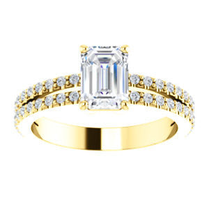 Cubic Zirconia Engagement Ring- The Kathryn  (Customizable Radiant with Split Band & Round Pave Accents)