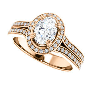 CZ Wedding Set, featuring The Mia Sofia engagement ring (Customizable Cathedral-Halo Oval Cut Style with Wide Split-Pavé Band)