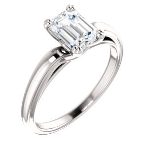 Cubic Zirconia Engagement Ring- The Jodee (Customizable Cathedral-set Emerald Cut Solitaire with Tapered Band)