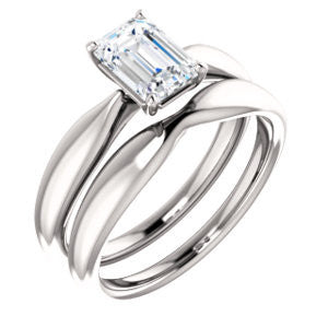 Cubic Zirconia Engagement Ring- The Nyah (Customizable Radiant Cut Solitaire with Tapered Bevel Band)