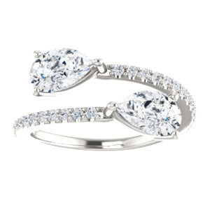 Cubic Zirconia Engagement Ring- The Anniston (Customizable 2-stone Pear Cut Design Enhanced by Artisan Split-Pavé Band)