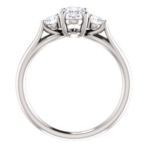 Cubic Zirconia Engagement Ring- The Mahlia (Customizable 3-stone Design with Oval Cut Center, Round Accents and Split Band)