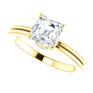 Cubic Zirconia Engagement Ring- The Leslie (Customizable Asscher Cut Setting with Under-Halo Trellis)