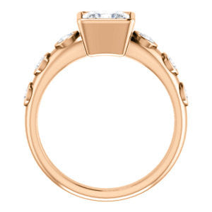 Cubic Zirconia Engagement Ring- The Mabel (Customizable Princess Cut 7-stone Design with Journey-style Round Bezel Band Accents)