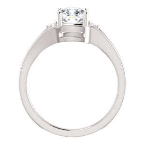 Cubic Zirconia Engagement Ring- The Erma (Customizable Cushion Cut 3-stone Style with Small Round Cut Accents and Tapered Split Band)
