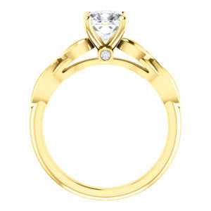 Cubic Zirconia Engagement Ring- The Jime (Customizable Cathedral-Raised Cushion Cut with Thick Infinity-Scalloped Band & Peekaboo Accents)