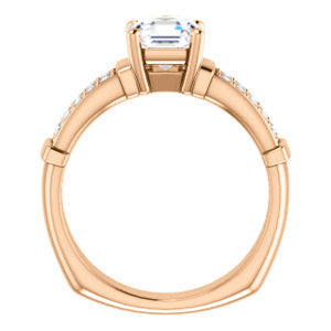 Cubic Zirconia Engagement Ring- The Rachana (Customizable Asscher Cut Design with Wide Split-Pavé Band and Euro Shank)