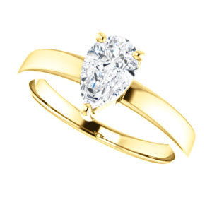 CZ Wedding Set, featuring The Myaka engagement ring (Customizable Pear Cut Solitaire with Medium Band)